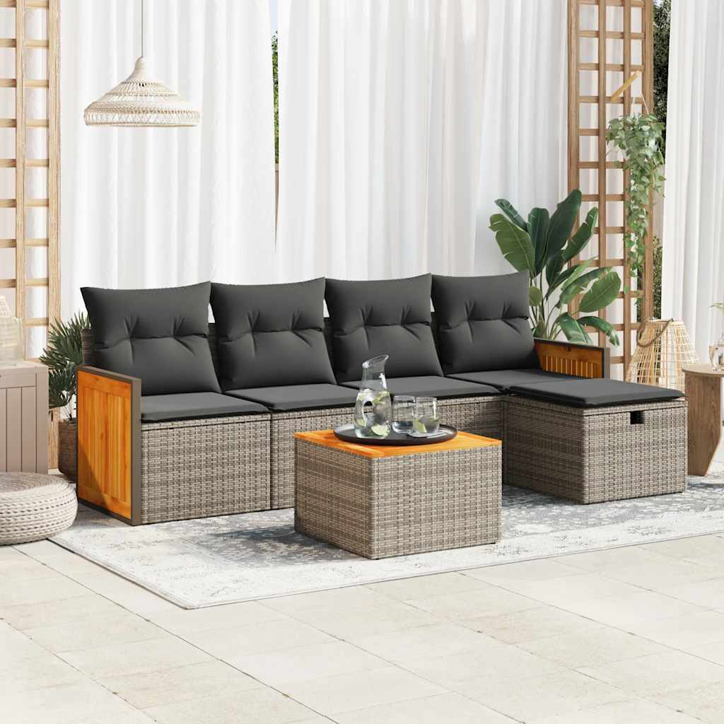 Set Mobilier De Grădină Cu Perne, 6 Piese, , Poliratan