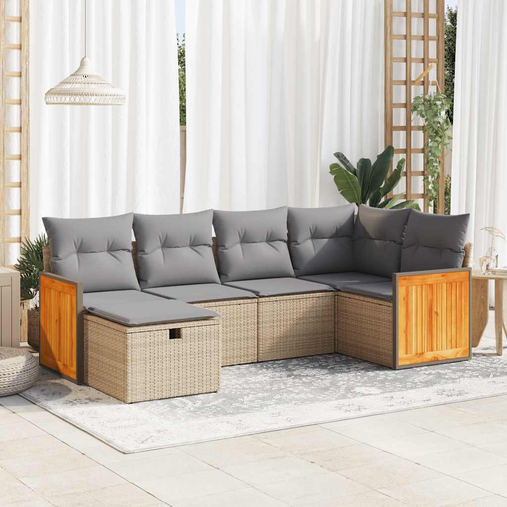 Set Mobilier De Grădină Cu Perne, 6 Piese, , Poliratan