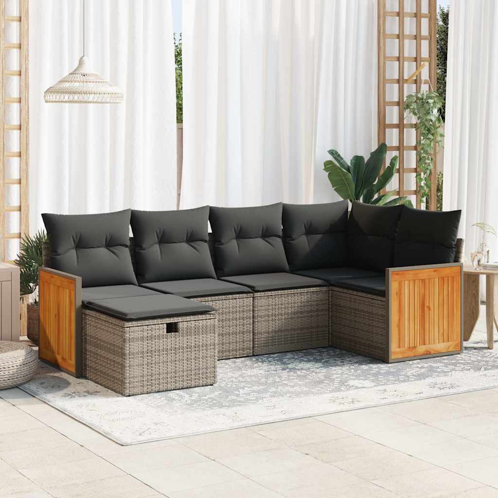 Set Mobilier De Grădină Cu Perne, 6 Piese, , Poliratan