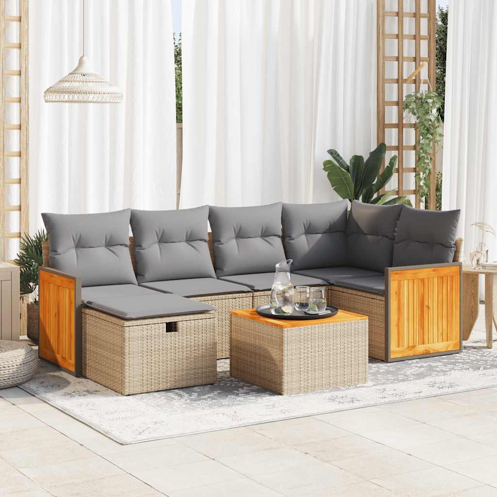 Set Mobilier De Grădină Cu Perne, 6 Piese, , Poliratan