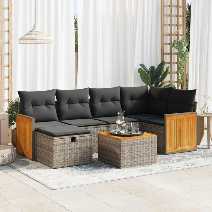 Set Mobilier De Grădină Cu Perne, 6 Piese, , Poliratan