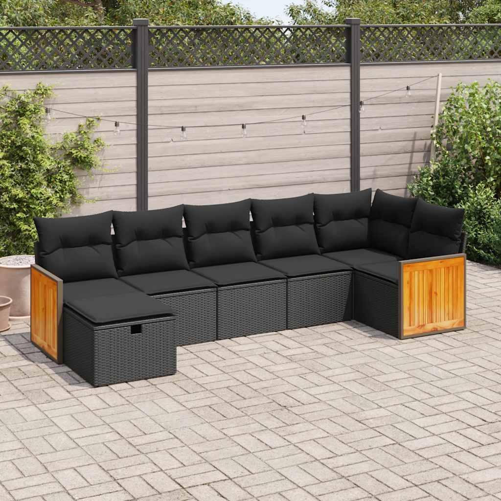 Set Canapele De Grădină, 7 Piese, Cu Perne, , Poliratan