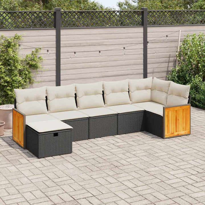 Set Canapele De Grădină, 7 Piese, Cu Perne, , Poliratan