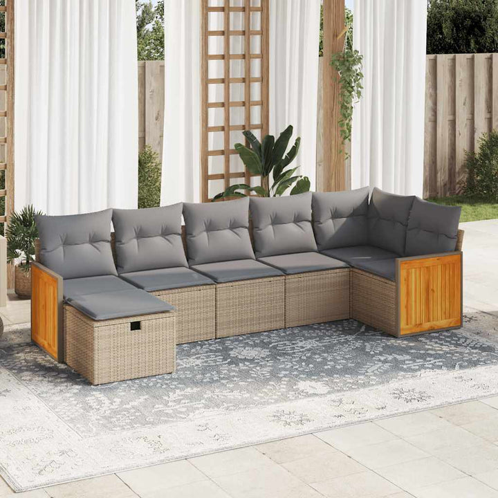 Set Canapele De Grădină, 7 Piese, Cu Perne, , Poliratan