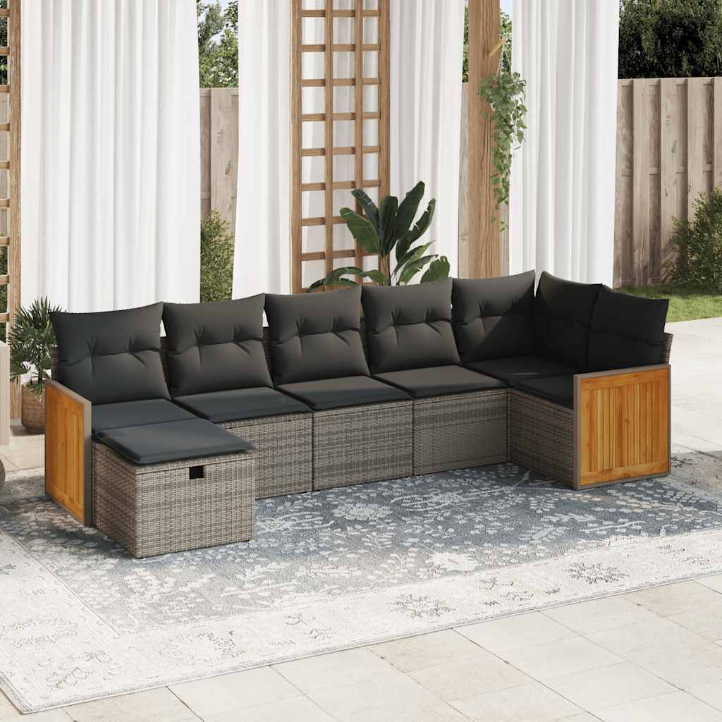 Set Canapele De Grădină, 7 Piese, Cu Perne, , Poliratan