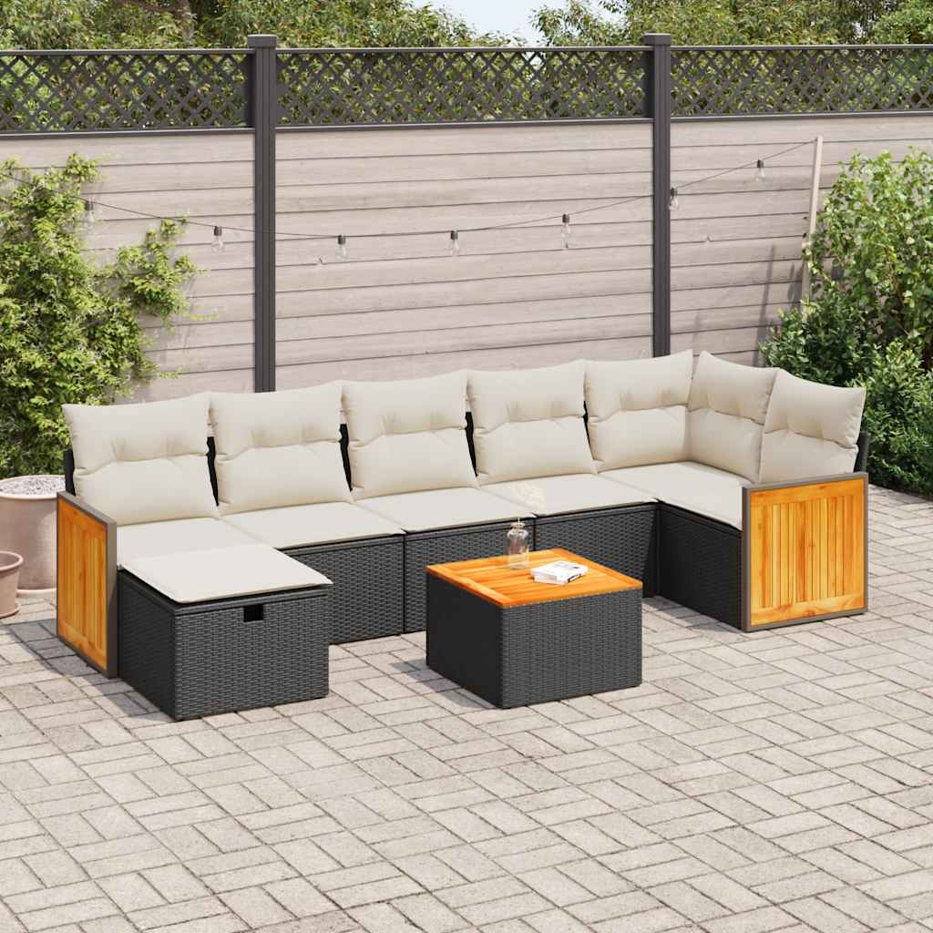 Set Canapele De Grădină, 7 Piese, Cu Perne, , Poliratan