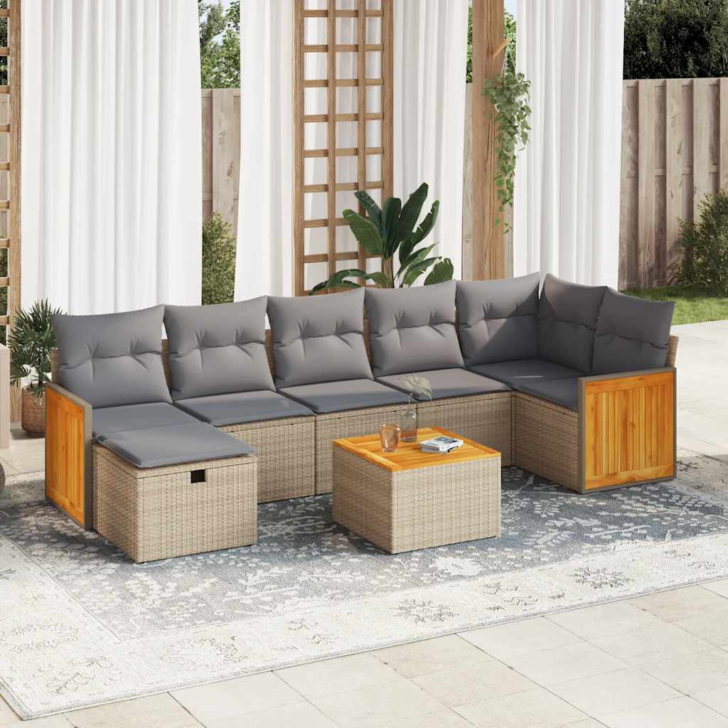 Set Canapele De Grădină, 7 Piese, Cu Perne, , Poliratan
