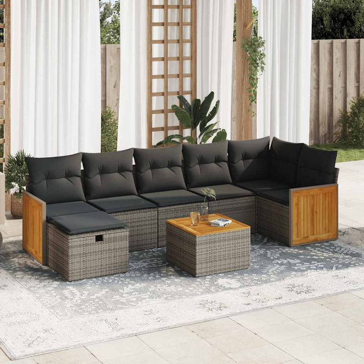 Set Canapele De Grădină, 7 Piese, Cu Perne, , Poliratan