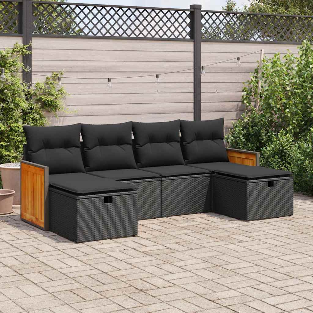 Set Mobilier De Grădină Cu Perne, 6 Piese, , Poliratan