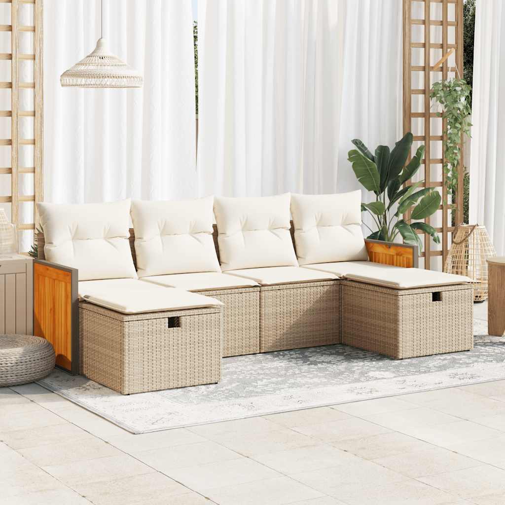 Set Mobilier De Grădină Cu Perne, 6 Piese, , Poliratan