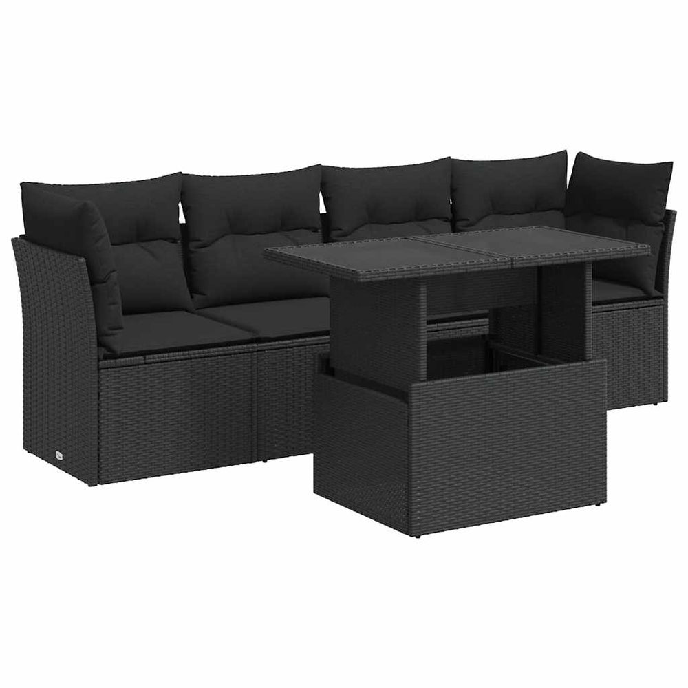Set Mobilier De Grădină Cu Perne, 5 Piese, , Poliratan