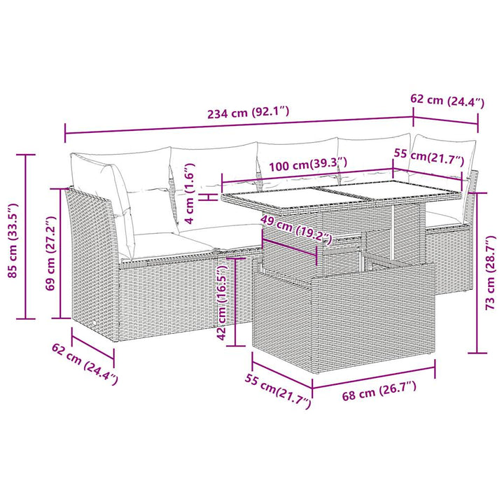 Set Mobilier De Grădină Cu Perne, 5 Piese, , Poliratan