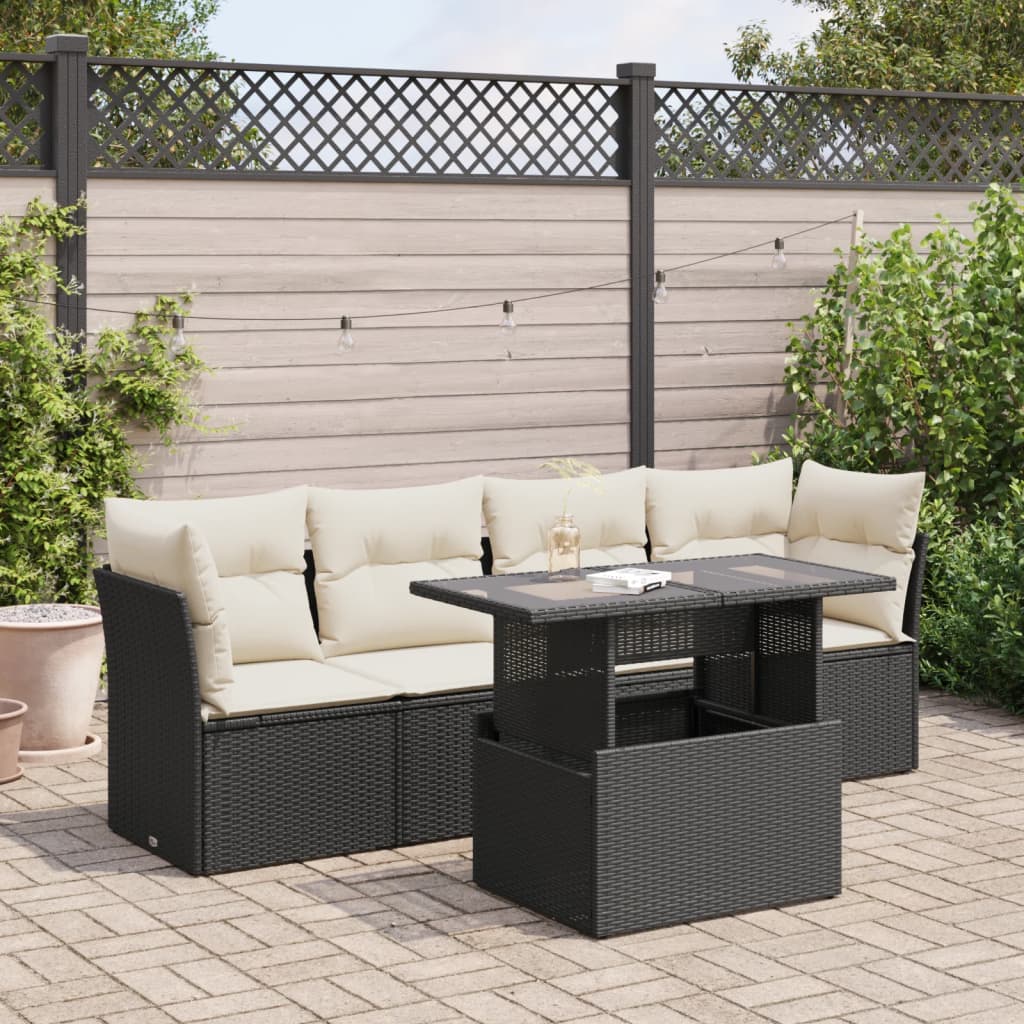 Set Mobilier De Grădină Cu Perne, 5 Piese, , Poliratan