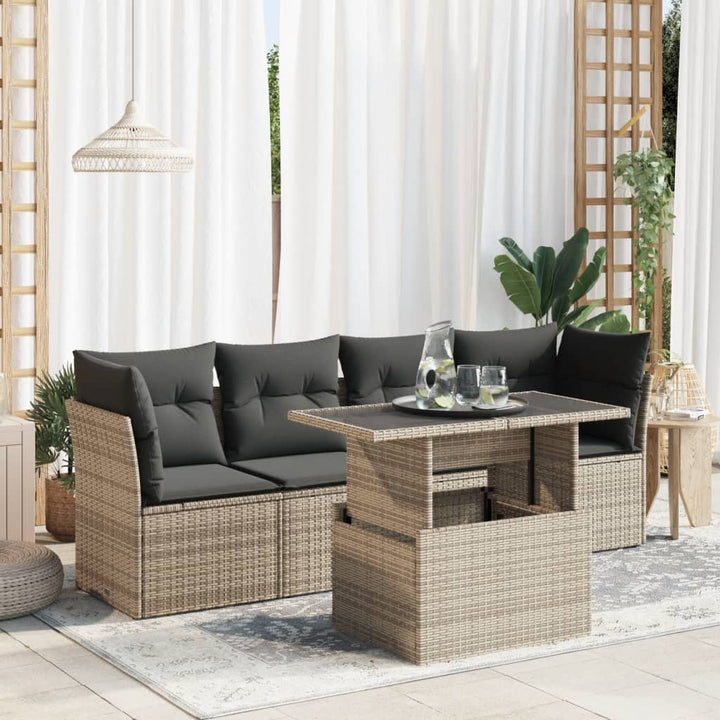 Set Mobilier De Grădină Cu Perne, 5 Piese, , Poliratan