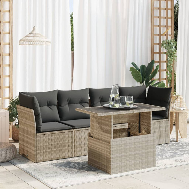 Set Mobilier De Grădină Cu Perne, 5 Piese, , Poliratan