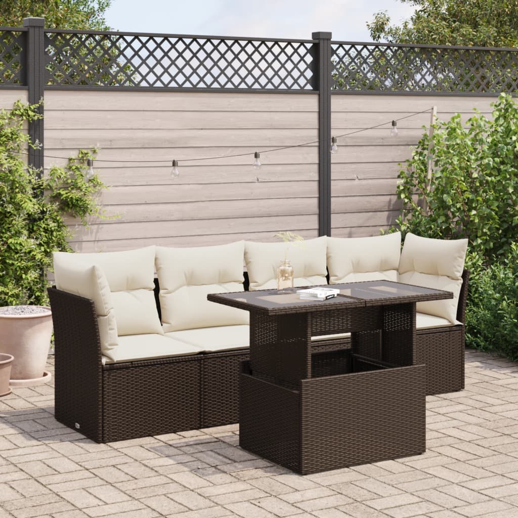 Set Mobilier De Grădină Cu Perne, 5 Piese, , Poliratan