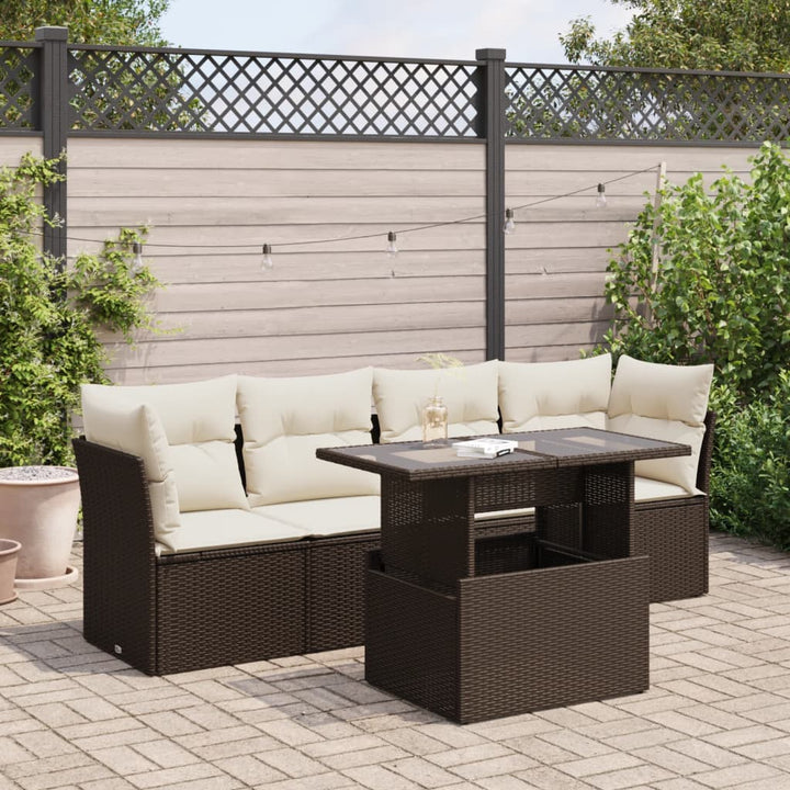 Set Mobilier De Grădină Cu Perne, 5 Piese, , Poliratan