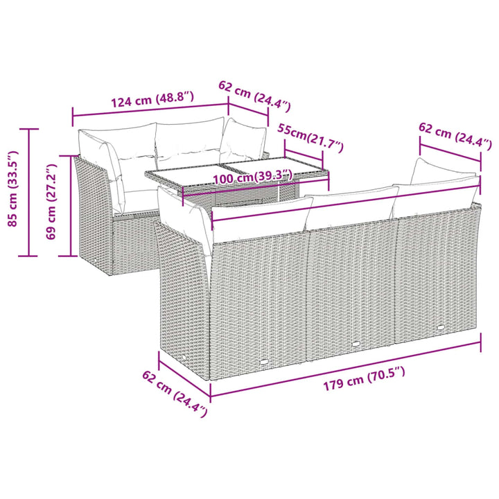 Set Mobilier De Grădină Cu Perne, 6 Piese, , Poliratan