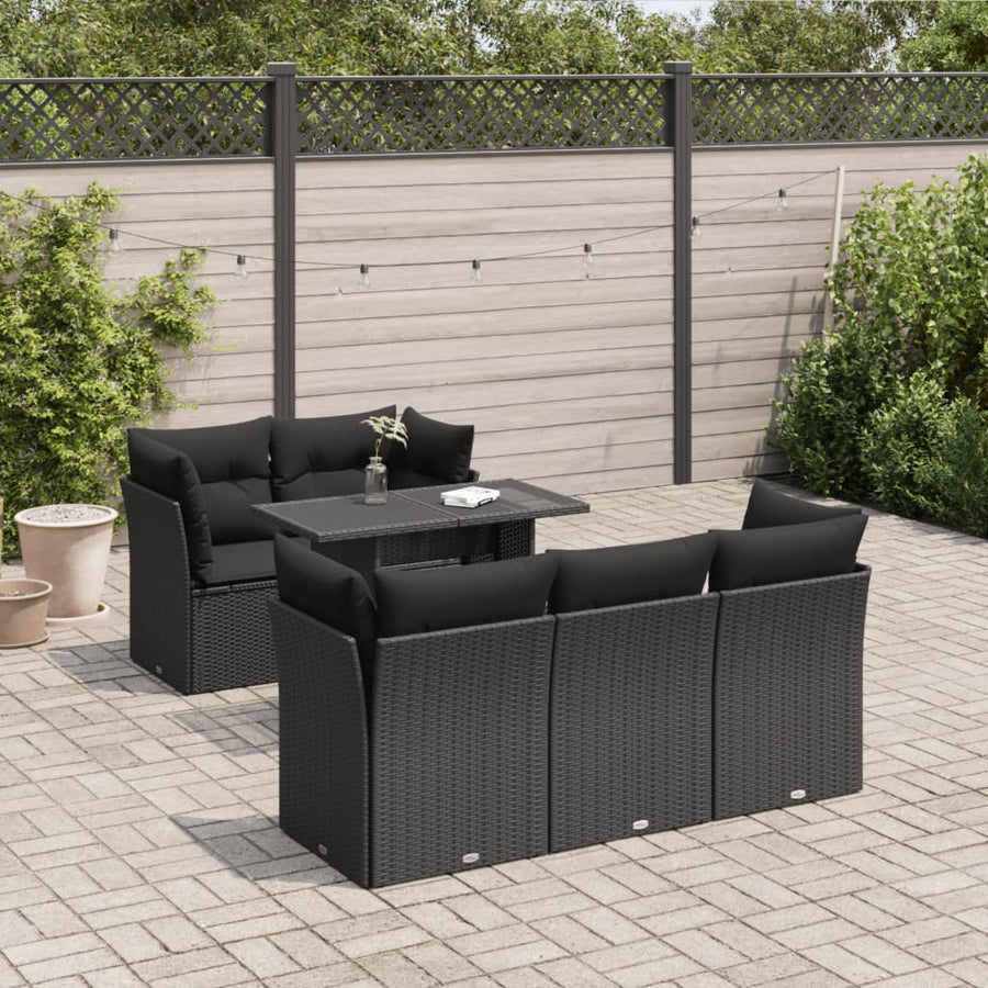 Set Mobilier De Grădină Cu Perne, 6 Piese, , Poliratan