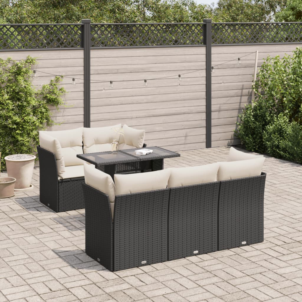 Set Mobilier De Grădină Cu Perne, 6 Piese, , Poliratan