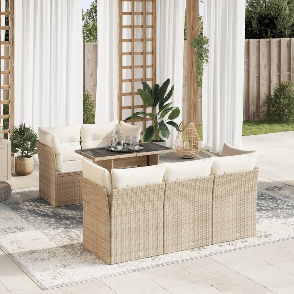 Set Mobilier De Grădină Cu Perne, 6 Piese, , Poliratan