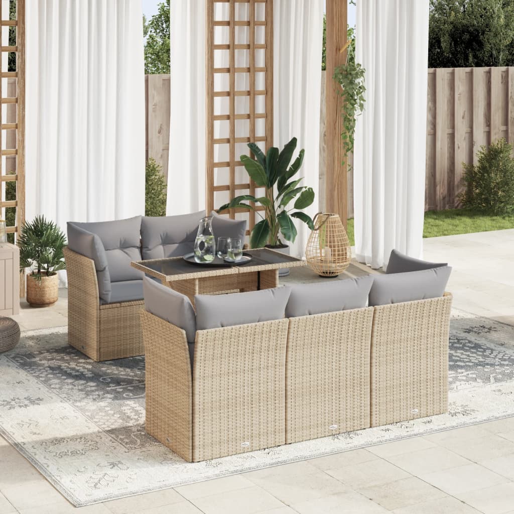Set Mobilier De Grădină Cu Perne, 6 Piese, , Poliratan
