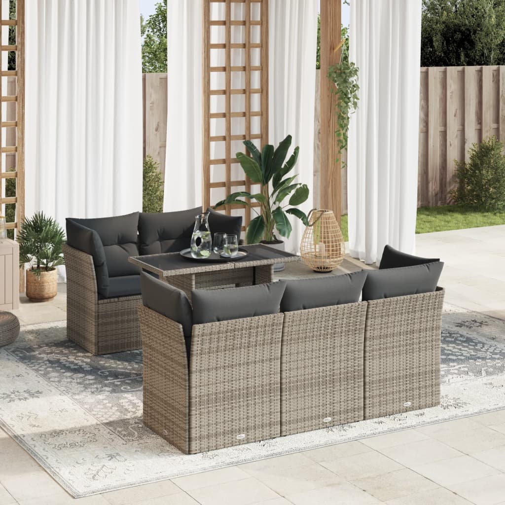 Set Mobilier De Grădină Cu Perne, 6 Piese, , Poliratan