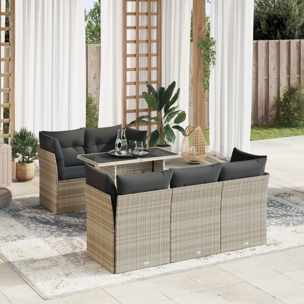 Set Mobilier De Grădină Cu Perne, 6 Piese, , Poliratan