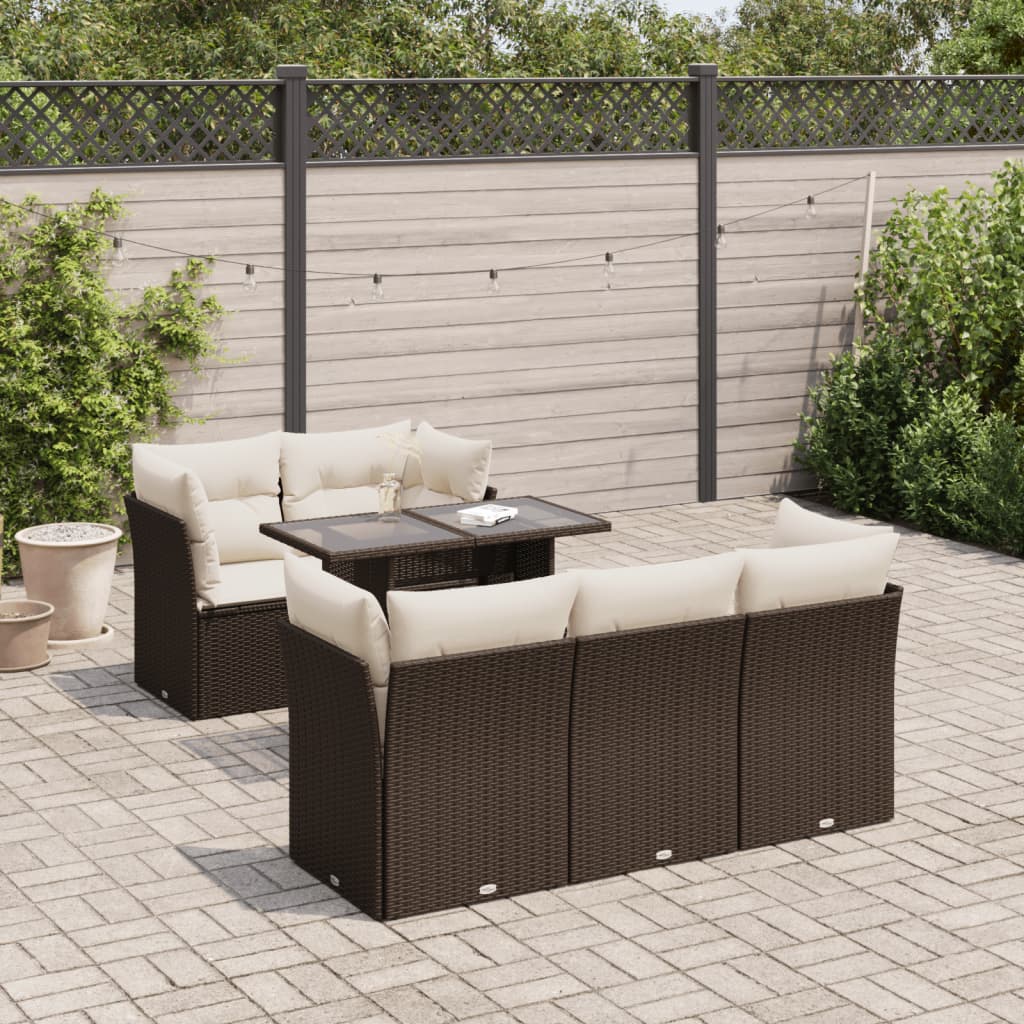 Set Mobilier De Grădină Cu Perne, 6 Piese, , Poliratan