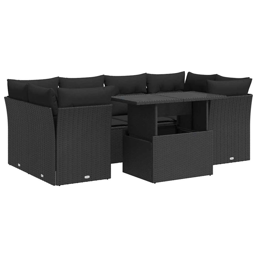 Set Canapele De Grădină Cu Perne, 7 Piese, , Poliratan