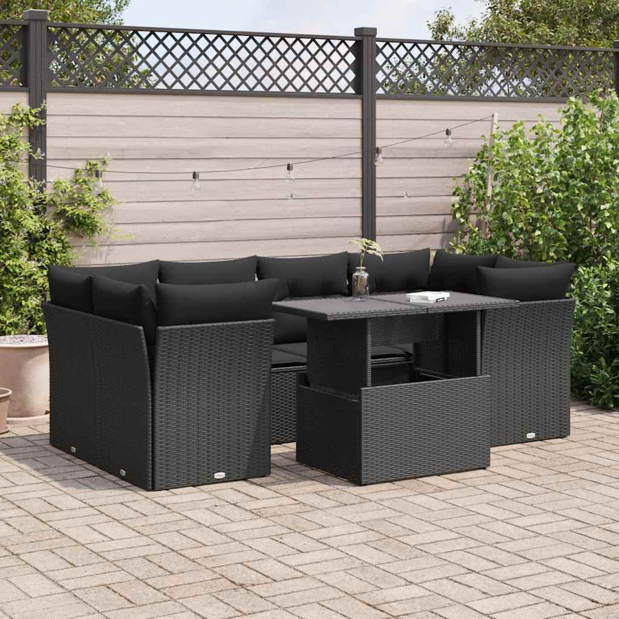 Set Canapele De Grădină Cu Perne, 7 Piese, , Poliratan