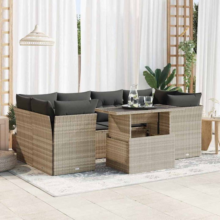 Set Canapele De Grădină Cu Perne, 7 Piese, , Poliratan