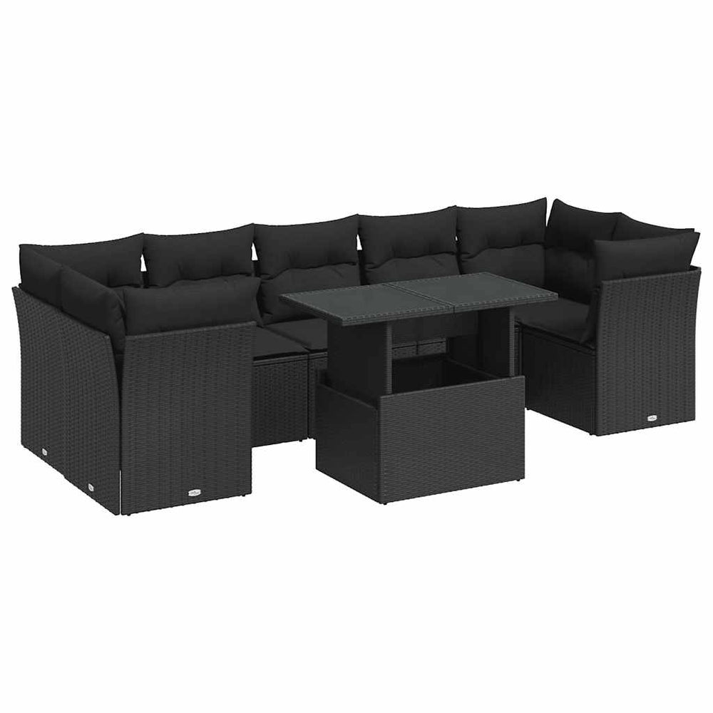 Set Mobilier De Grădină Cu Perne, 8 Piese, , Poliratan