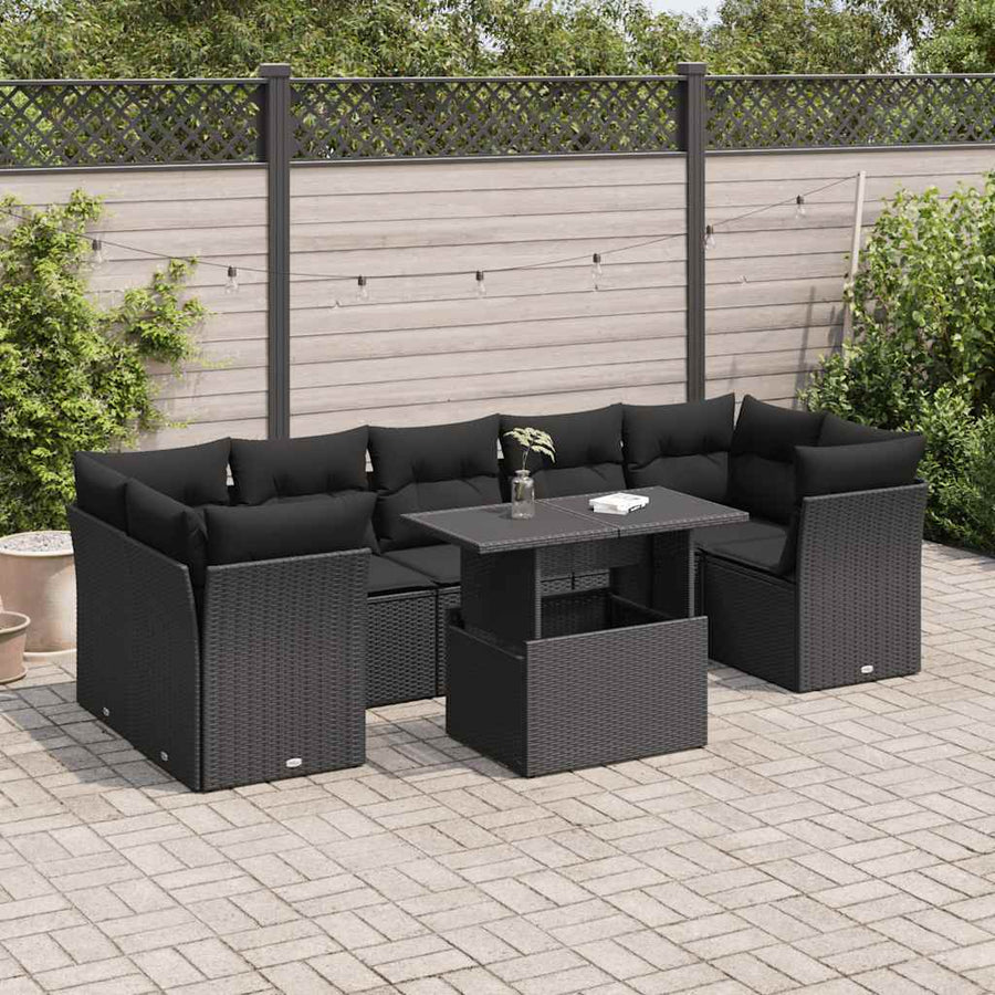Set Mobilier De Grădină Cu Perne, 8 Piese, , Poliratan