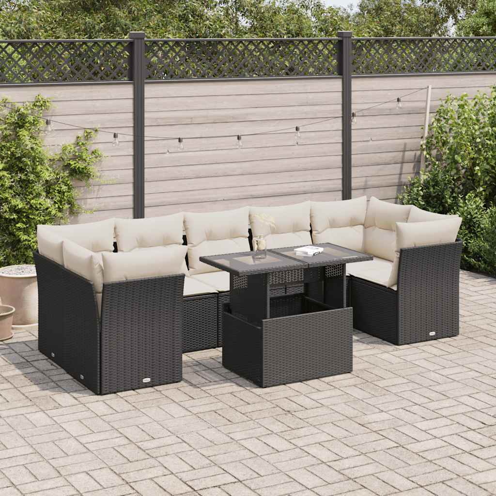 Set Mobilier De Grădină Cu Perne, 8 Piese, , Poliratan