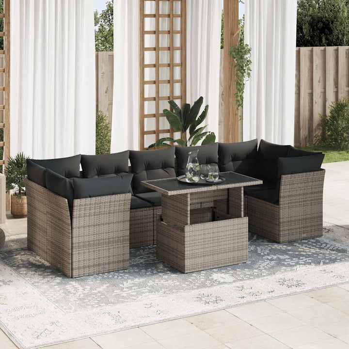 Set Mobilier De Grădină Cu Perne, 8 Piese, , Poliratan