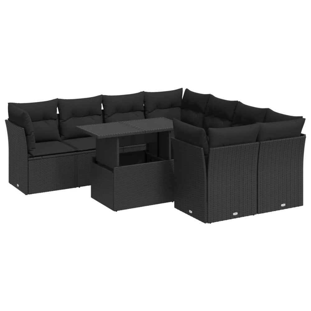 Set Mobilier De Grădină Cu Perne, 9 Piese, , Poliratan