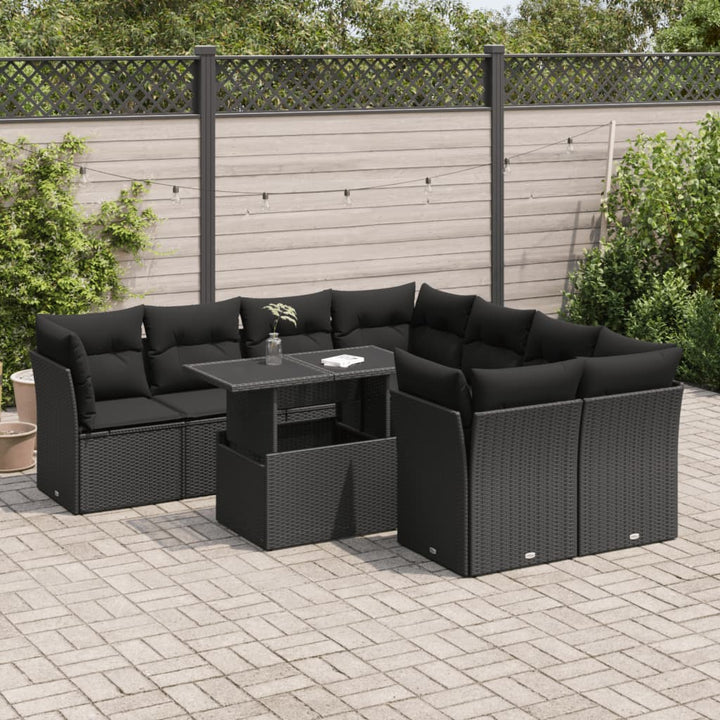 Set Mobilier De Grădină Cu Perne, 9 Piese, , Poliratan