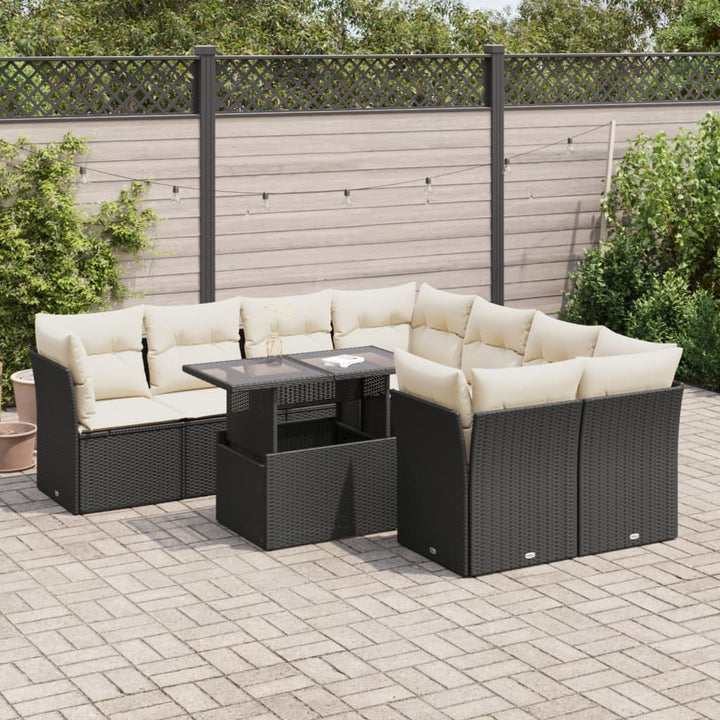Set Mobilier De Grădină Cu Perne, 9 Piese, , Poliratan