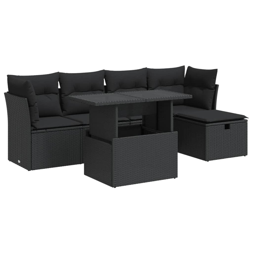 Set Mobilier De Grădină Cu Perne, 6 Piese, , Poliratan