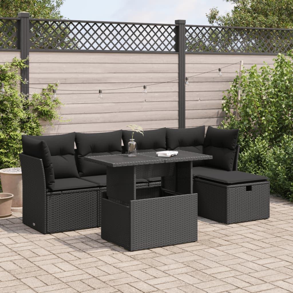 Set Mobilier Grădină Cu Perne, 6 Piese, , Poliratan