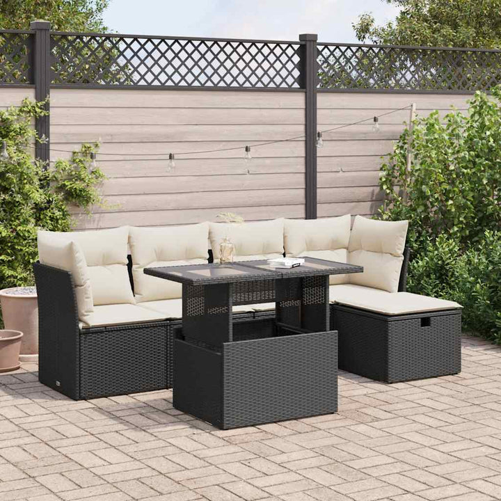 Set Mobilier Grădină Cu Perne, 6 Piese, , Poliratan