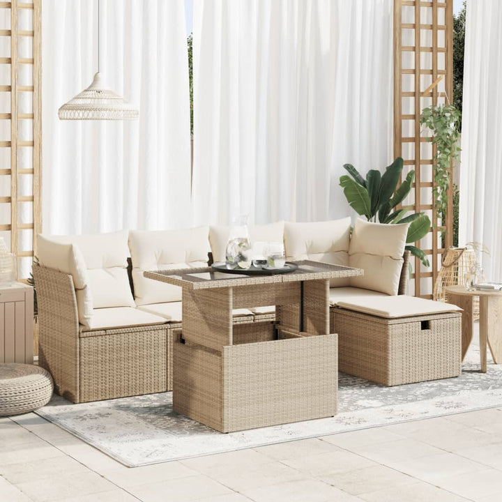 Set Mobilier De Grădină Cu Perne, 6 Piese, , Poliratan