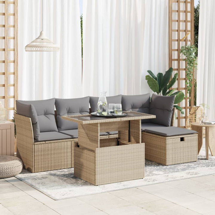 Set Mobilier De Grădină Cu Perne, 6 Piese, , Poliratan