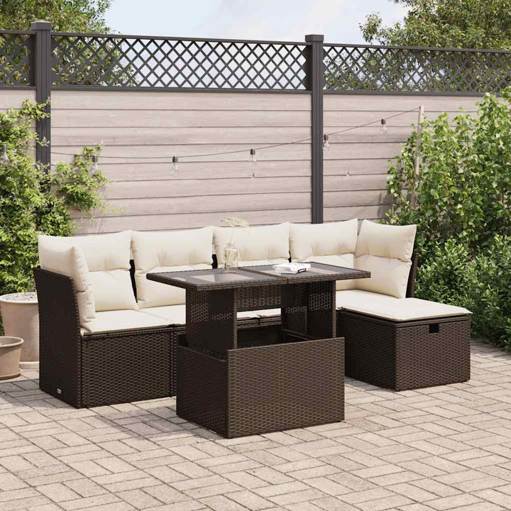 Set Mobilier Grădină Cu Perne, 6 Piese, , Poliratan
