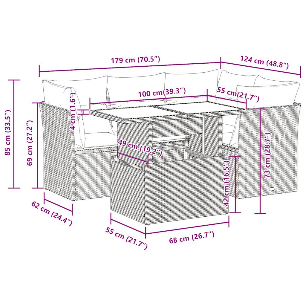 Set Mobilier De Grădină Cu Perne, 5 Piese, , Poliratan
