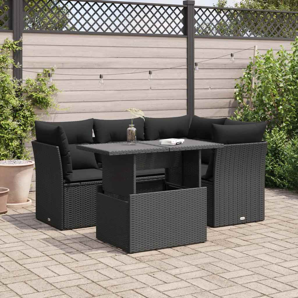 Set Mobilier De Grădină Cu Perne, 5 Piese, , Poliratan