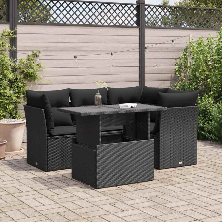 Set Mobilier De Grădină Cu Perne, 5 Piese, , Poliratan