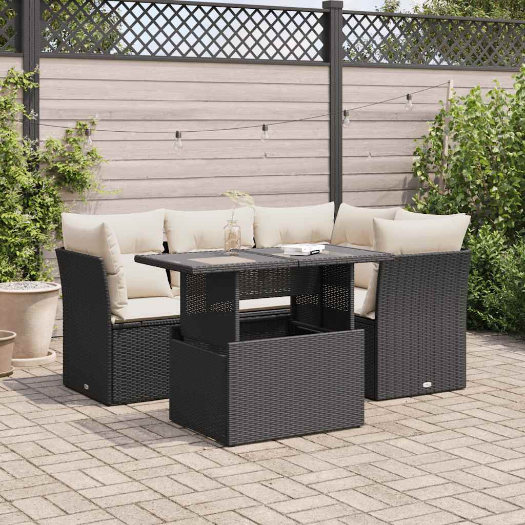 Set Mobilier De Grădină Cu Perne, 5 Piese, , Poliratan