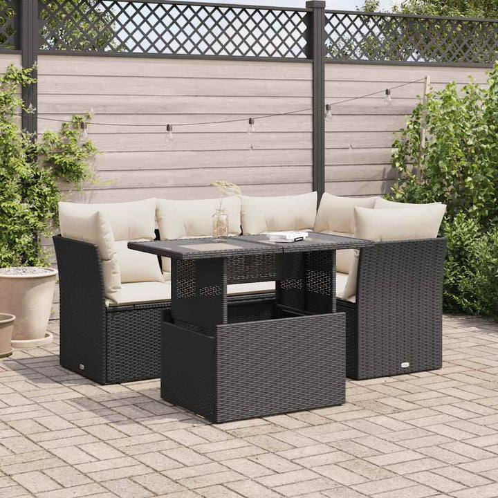 Set Mobilier De Grădină Cu Perne, 5 Piese, , Poliratan